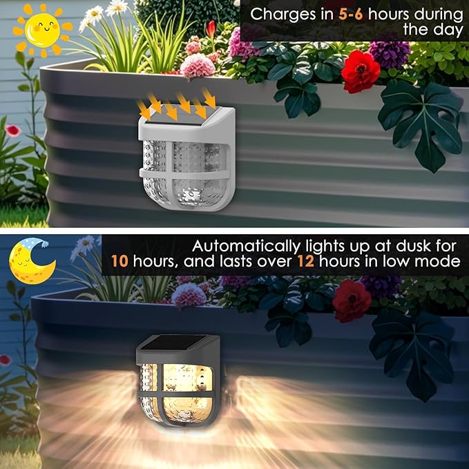 Energetic Solar Powered Garden Lights with Dusk to Dawn Sensors, Gray, 4 Pack