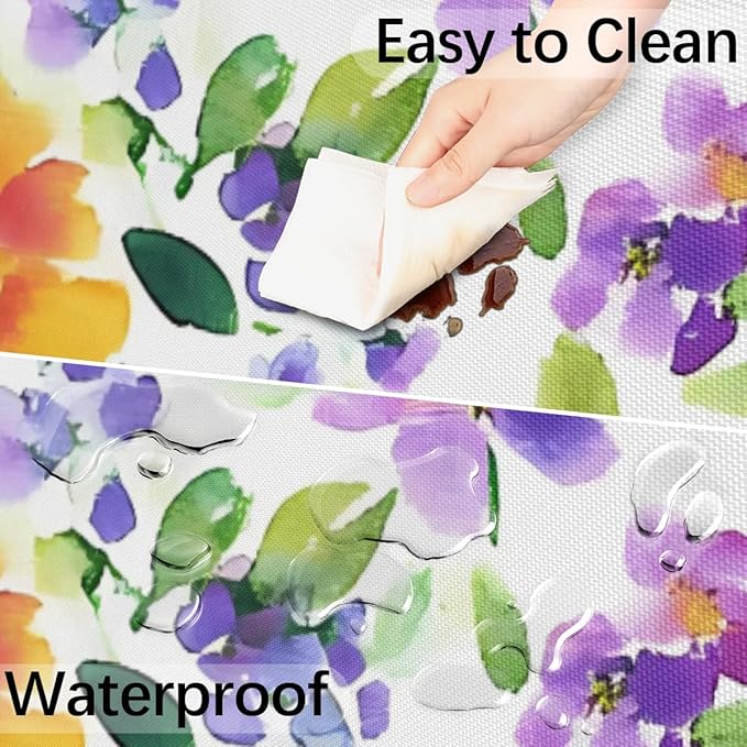 OSAM SPACE Outdoor Tablecloth with Umbrella Hole, Round Elastic Fitted Table Cloth with Invisible Zipper,Watercolor Flowers Picnic Patio Table Cover 45-56in