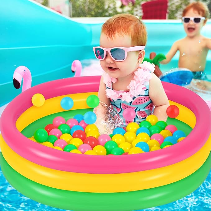 Honoson Inflatable Kiddie Pool Baby Pool with 50 Pcs Balls, Inflatable Swimming Pools Blow up for Beach Water Play Backyard Summer Indoor and Outdoor Party Supplies(47.2 Inch)