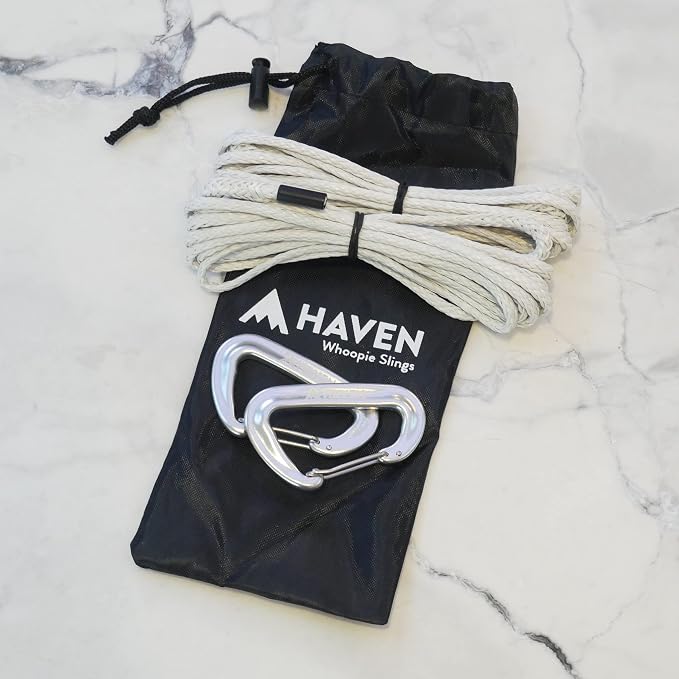 Haven Whoopie Slings - Adjustable Hammock Suspension System, Ultralight Amsteel UHMWPE Rope, 1,000 lb Capacity, Camping & Backpacking Hammock Hanging Kit (Pair)