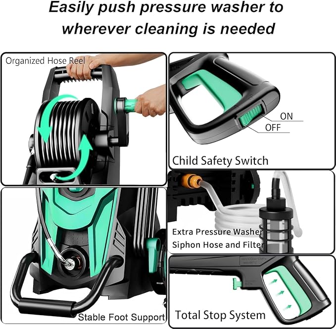 4500 MAX PSI P*ressure Washer 2026 NEW, 4 N*ozzles and F*OAM C*annon, P*ower Cleaner(Blue)