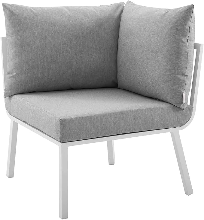 Modway Riverside 5 Piece Outdoor Patio Aluminum Set in White Gray
