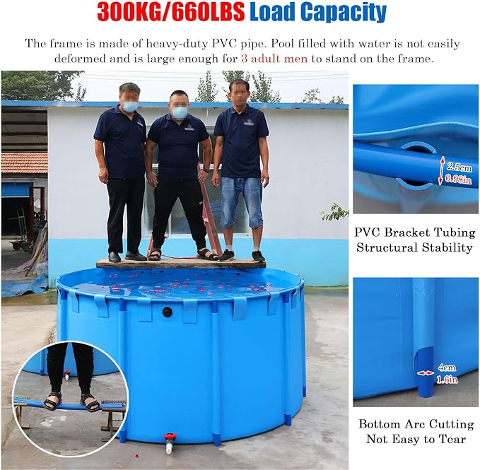 2/ 2.6/ 3.3/ 4 Foot Deep Round Frame Above Ground Swimming Pool Set, Heavy Duty Backyard Family Swimming Pool Outdoor with Repair Patch, Hard Plastic Pools/Bathing Tub(1356L/358GAL - 1.2X1.2M (D X H))