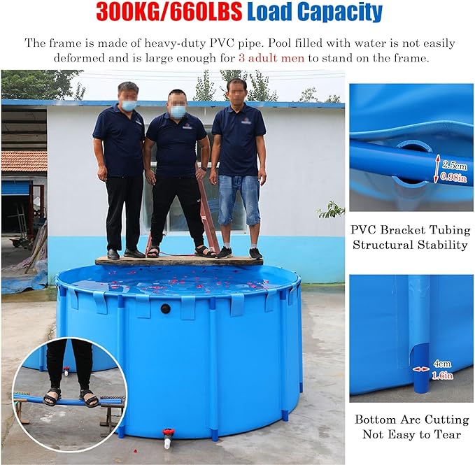 2/ 2.6/ 3.3/ 4 Foot Deep Round Frame Above Ground Swimming Pool Set, Heavy Duty Backyard Family Swimming Pool Outdoor with Repair Patch, Hard Plastic Pools/Bathing Tub(942L/249GAL - 1X1.2M (D X H))