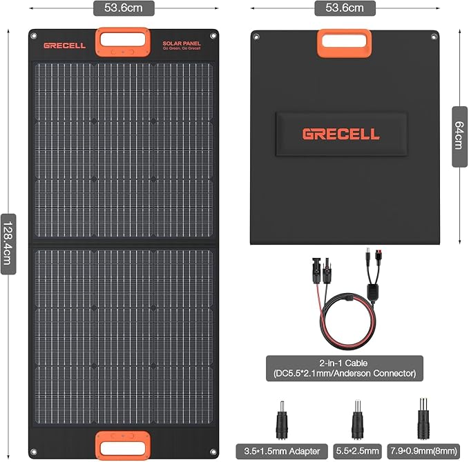 GRECELL 500W Portable Power Station with 100W Solar Panel 20V, Solar Generator 500W AC Outlet, Portable Solar Panel MC-4 High-Efficiency Battery Charger for Home Use Camping Outdoor Trip RV