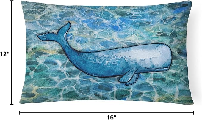 Caroline's Treasures BB5354PW1216 Sperm Whale Cachalot Canvas Fabric Decorative Pillow Machine Washable, Indoor Outdoor Decorative Pillow for Couch, Bed or Patio, 12HX16W