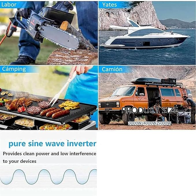 FLJDLSGS 3500W 5000W Pure Sine Wave Power Inverter 12V 72V DC to 110V AC Voltage Converter with LCD Display, for Home/RV/Truck/Car/Camping/Solar (3500W,72V)