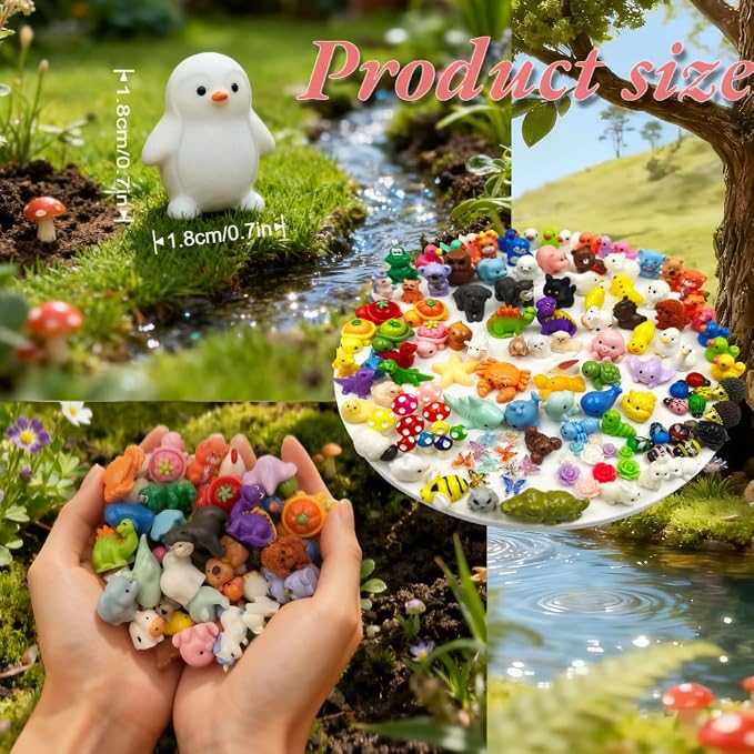130pcs Mini Tiny Resin Animals for Fairy Garden Decor, Miniature Landscape, Dollhouse Accessories, Crafts Projects, Easter Scatter, DIY Terrarium(130 Styles)