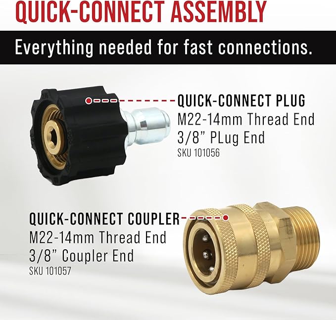The ROP Shop 3000 PSI Horizontal Brass Head Power Pressure Washer Water Pump, 2.5 GPM, 3/4" Shaft with Keyway, Chemical Hose & Quick Connect