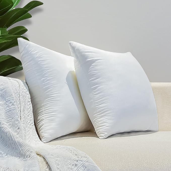 2 Pack Pillow Inserts Waterproof Outdoor 20x20 inch White | Waterproof protection.Hypoallergenic & washable. Stays plump and supportive.Ideal for indoor/outdoor use on couch or patio.