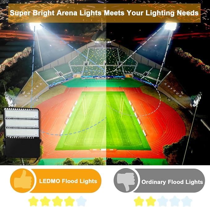 ledmo 360W LED Flood Light Super Bright 42000LM 5000K | Adjustable Mount Outdoor Stadium Lights LED Arena Lights Commercial Lighting Fixture for Garage,Yard