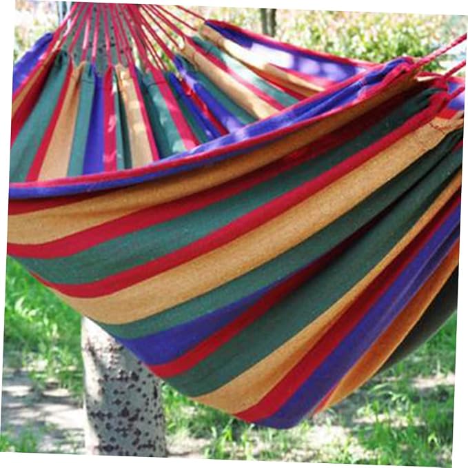 Milisten Double Thickened Canvas Hammock Outdoor Swing Chair for Camping Durable Red with Binding Ropes and Carry Bag Relaxing and Travel