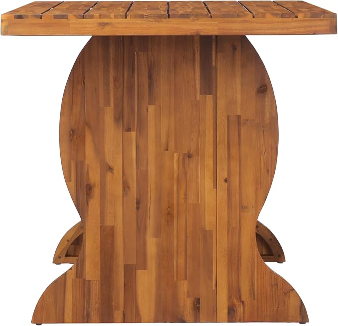 Christopher Knight Home Outdoor Acacia Wood Dining Set 6 Chairs 1 Table Cream Cushions Teak Finish Patio Backyard Garden Furniture 70 Inch Table Outdoor Dining Set