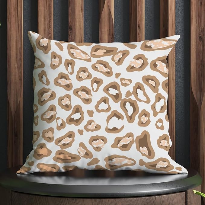 Chinoiserie Cheetah Print Throw Pillow Covers Light Brown and Light Gray Throw Pillow Cover Farmhouse Decorative Cushion Cases Home Decor for Patio Tent Couch 16x16 in