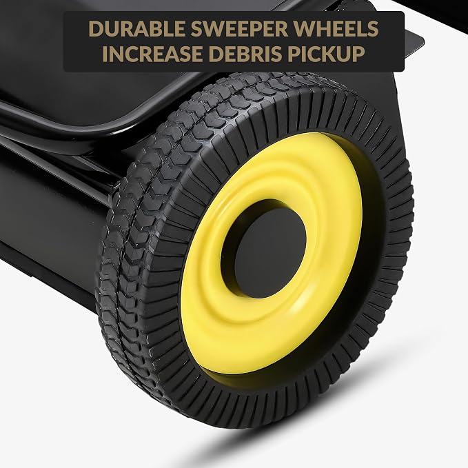 Tow Behind Lawn Sweeper, 44" Pull Behind Collector – Large Capacity Leaf & Grass Collector with Adjustable Height, Dumping Rope Design for Debris and Lawn Clippings