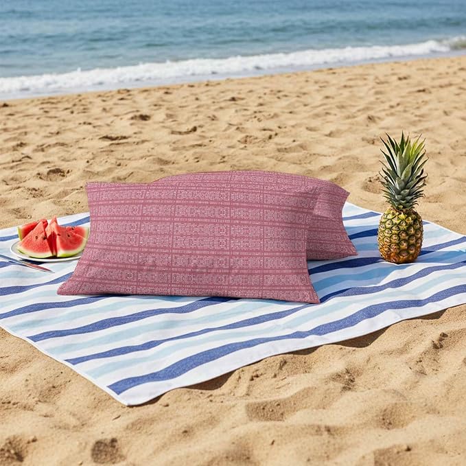 Outdoor Waterproof Throw Pillow Covers Set of 2 Pink Stripes Grain Lumbar Pillowcases 20x12 Inches Solid Color Decorative Pillows Cushion Case Patio Pillows for Couch Bed Chair Garden