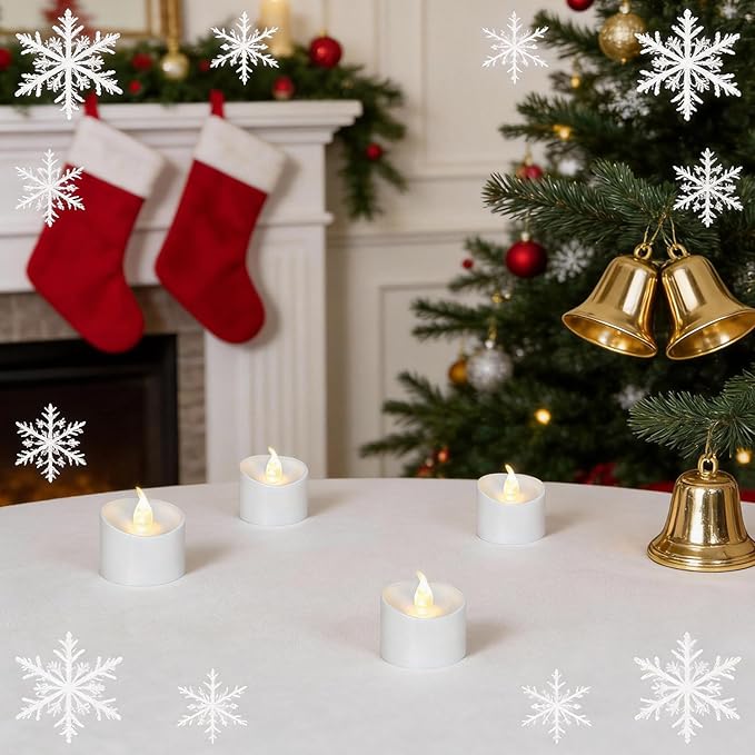 50 Pack LED Tea Lights, Last 100H+, Warm White Flickering Light