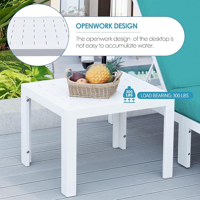 NICESOUL 10 Piece Oversized Modern Aluminum Patio Furniture Set, All Weather Rust Resistant Modular Sectional Sofa with Side Table, 500 lbs Heavy Duty Comfortable Outdoor Couch for Backyard Lawn, Teal