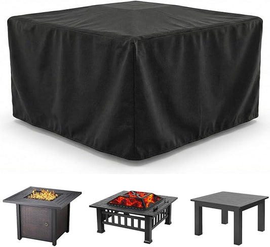 WOMACO Heavy Duty Square Patio Fire Pit/Table Cover, Waterproof Outdoor Furniture Cover (44" x 44" x 22", Black)