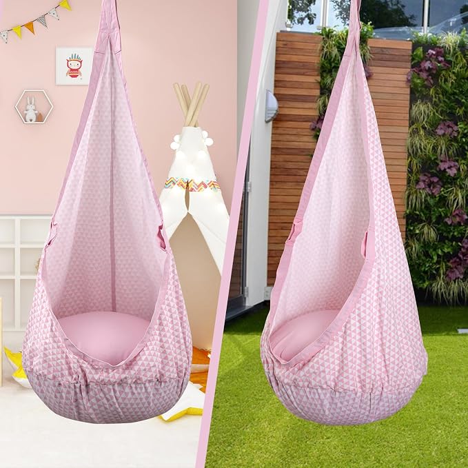 YAERSI Kids Pod Swing Seat, Hammock Chair with PVC Inflatable Cushion,Sensory Swing for Indoor and Outdoor Play Portable