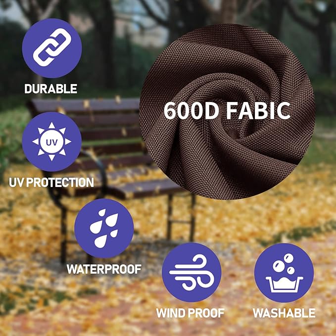 Roastove Waterproof Patio Chair Covers, Lounge Deep Seat Cover, Heavy Duty and Waterproof Outdoor Lawn Patio Furniture Covers,Beige & Brown, Fits up to 30W x 32D x 32H inches(4Pack)…