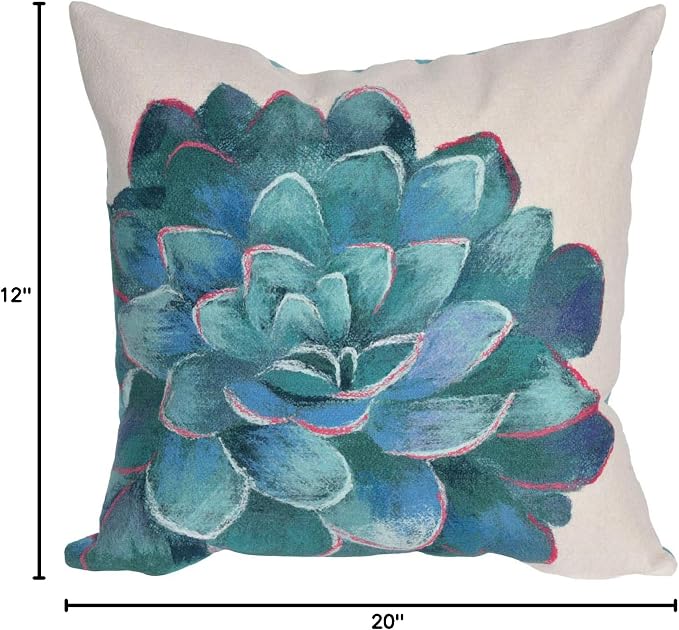 Liora Manne 4316/12 Cream Visions III Succulent Indoor/Outdoor Pillow, 12"X20", Ivory