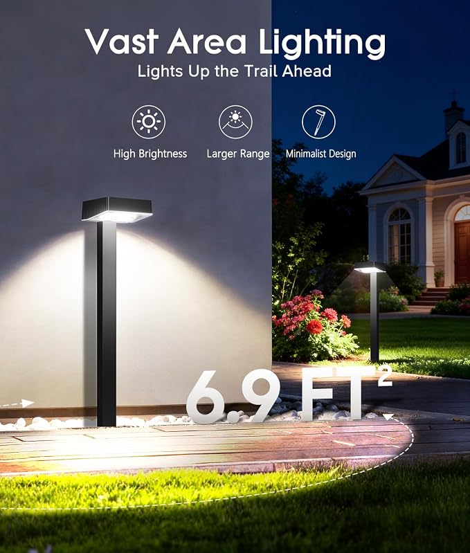ELECLINK Solar Pathway Lights Outdoor, 4 Pack Garden Lights Solar Powered Path Lights with Larger LED Lens, 2 Light Modes Waterproof Outdoor Solar Light for Yard Driveway Walkway Landscape, Cool White