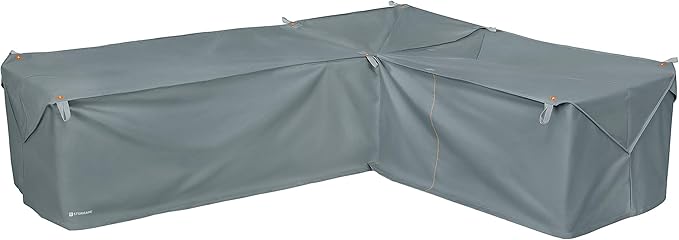 Classic Accessories Storigami Water-Resistant 104 Inch Easy Fold Patio Right-Facing Sectional Lounge Set Cover, Monument Grey, Patio Furniture Covers