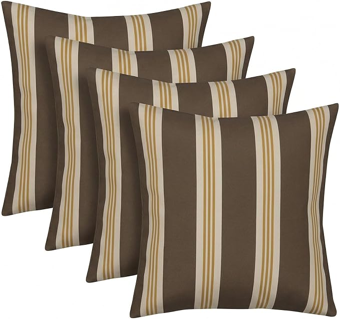 RSH DECOR Square Throw Pillows Set of 4, 17" x 17", Outdoor Pillows Waterproof, Outdoor Pillow Covers, Pillow Covers for Couch, Tory Alloy, Made in USA