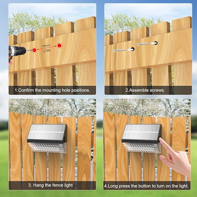 FVTLED Solar Fence Lights Outdoor, RGBW Color Changing Solar Wall Lights Outdoor with Remote Control, Waterproof LED Deck Light for Garden Yard Patio Deck Step Patio Wall (6 Pack)