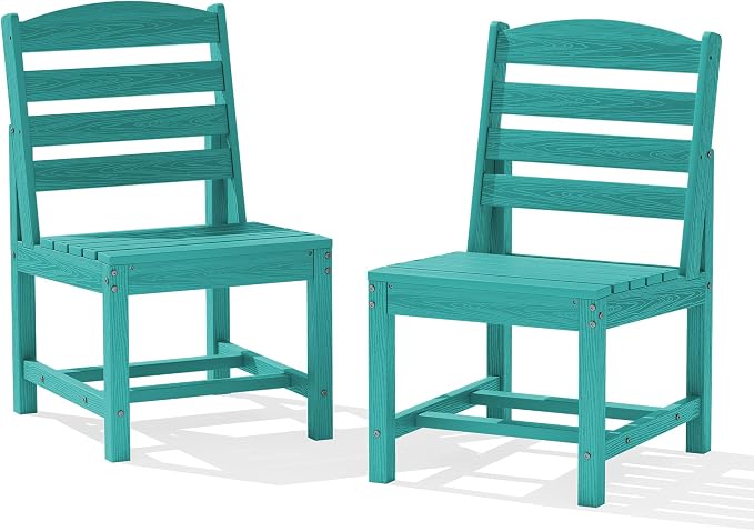 KINGYES Patio Armless Dinning Chairs Set of 2, HDPE All-Weather Outdoor Patio Chairs for Garden Backyard, Aruba
