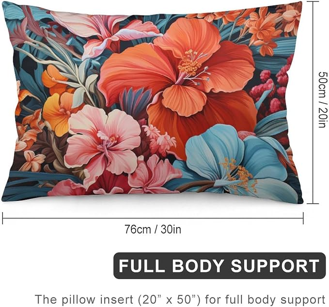 Pillowcase Tropical Flower Leaves Lumbar Pillow Covers 20"x30" Watercolor Summer Hawaii Palm Tree Leaf and Tropical Flower Sofa Pillow Covers Sofa Living Room Bedroom Dormitory Decoration