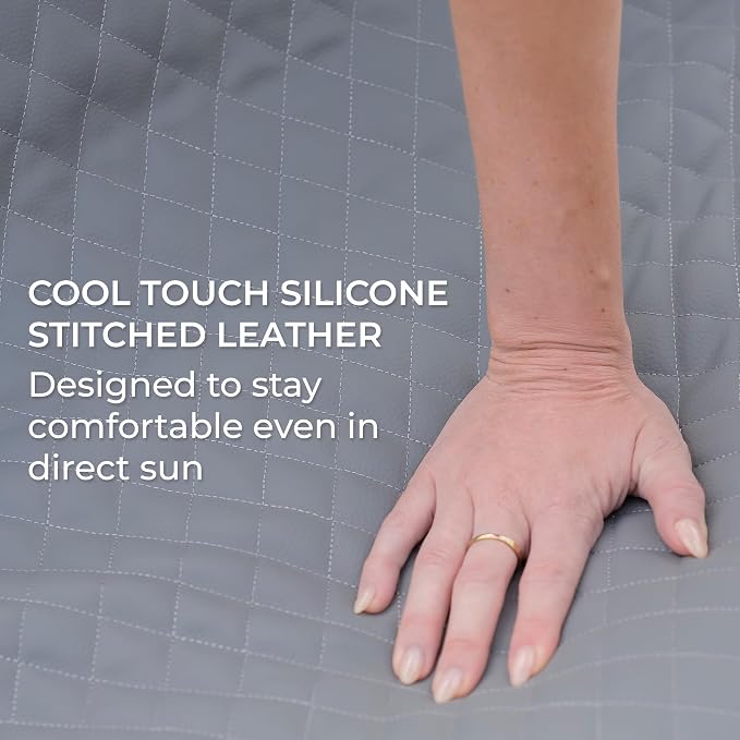 Big Joe Solvana Lounge Chair, Outdoor Weather-Resistant Cool Touch Silicone Stitched Leather, Primary Chair, Moonlit Gray
