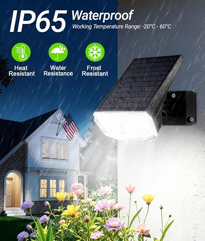LETMY Solar Spot Lights Outdoor Waterproof IP65, 104 LEDs Outdoor Lights, 2-in-1 Auto On/Off Solar Powered Spotlights, Outdoor Solar Lights for Yard, Garden, Pathway & Wall, 4 Pack, Cool White