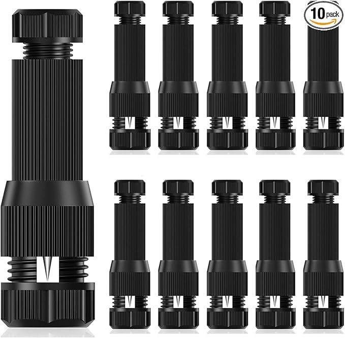 iCreating 10Pack Low Voltage Wire Connector AC 13V, Landscape Lighting Connectors Waterproof for 12/2 14/2 Gauge Cable Low Voltage Connector for Outdoor Path Lights Spotlights In-Ground Lights