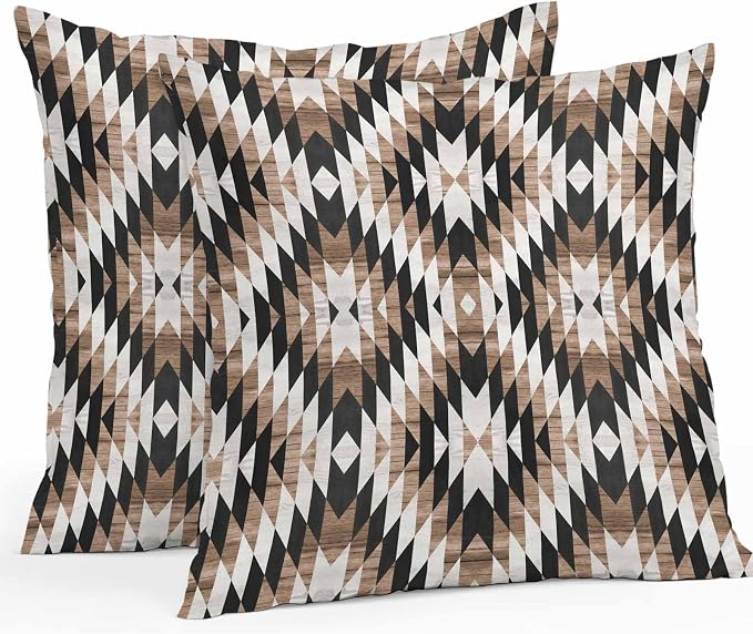 Brown Black Outdoor Pillow Cover 26x26 Inch Cushion Sham Case, Waterproof Decorative Square Throw Pillowcase for Outside Garden Patio Porch Couch Chair Tent Moroccan Southwestern Aztec Abstract Boho