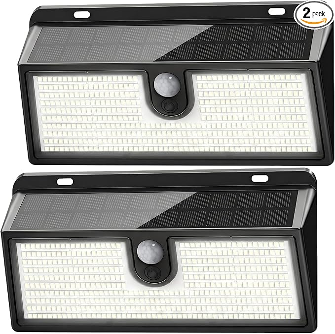 Solar Lights Outdoor, 452 LED 2000LM Ultra Bright Solar Motion Lights Outdoor, IP65 Waterproof Motion Sensor Outdoor Lights, 3 Modes Wireless Security Lights for Fence, Yard, Patio, Garage [2 Pack]