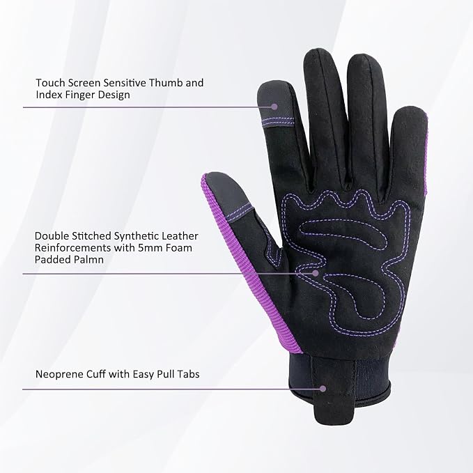 Synthetic Leather Spandex Mechanic Thorn Proof & Puncture Resistant Working Gloves with Touchscreen Support for Safety Work and Gardening