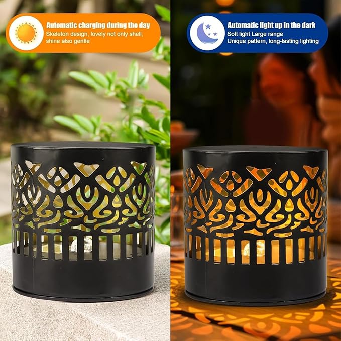 Solar Decorative Solar Mandala Lights, Shadow Pattern Garden Decor for Fence, Patio, Yard, Walkway, and Porch Lighting, Gifts for Mom Women (Colorful Color-2,2pcs)