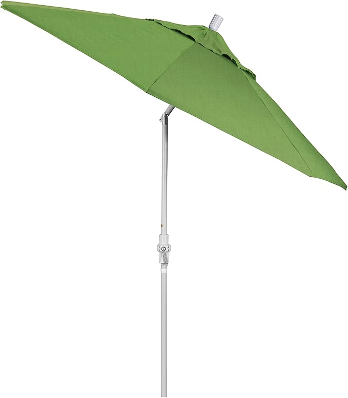 California Umbrella 9' Round Crank Lift, Collar Tilt, Aluminum Pole, Fiberglass Rib Patio Umbrella, White Finish