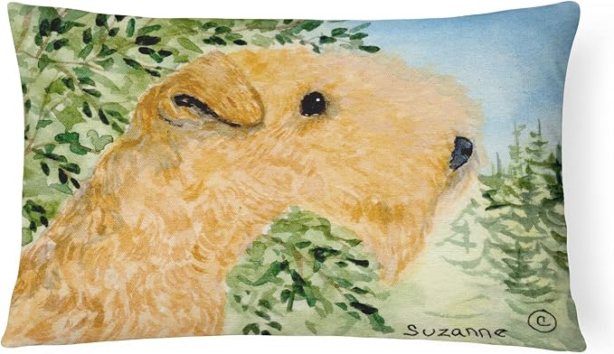 Caroline's Treasures SS8888PW1216 Lakeland Terrier Canvas Fabric Decorative Pillow Machine Washable, Indoor Outdoor Decorative Pillow for Couch, Bed or Patio, 12HX16W