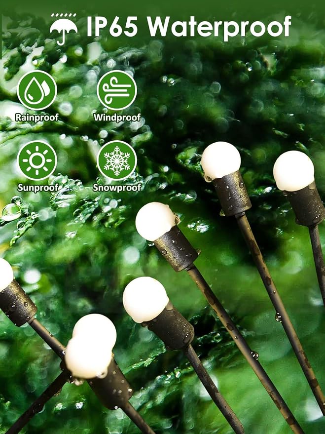 6 Pack Solar Garden Lights, 48 LED Firefly Lights Solar Outdoor Waterproof | 2 Lighting Modes, Sway with Wind, Solar lights Outdoor for Garden Yard Patio Pathway Holiday Decorations, Warm White