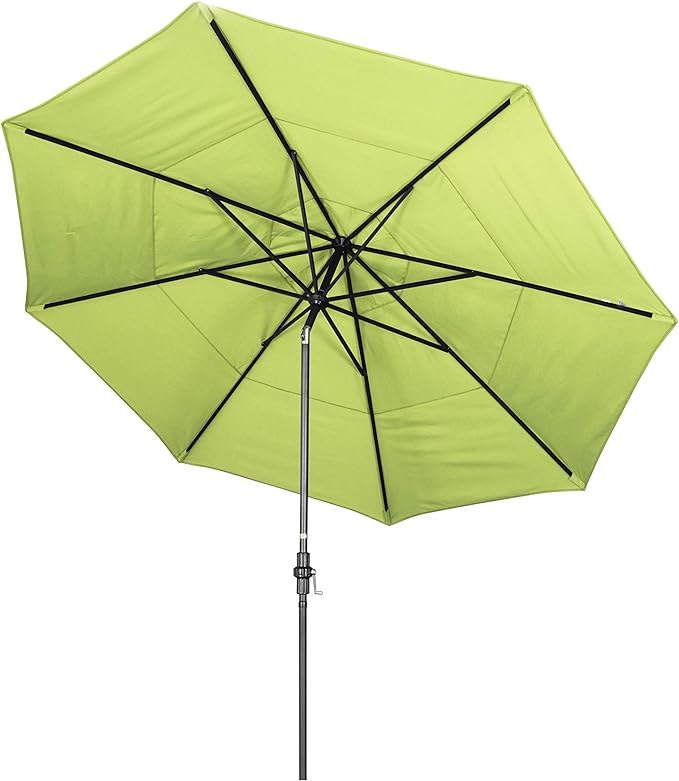 California Umbrella 11' Round Aluminum Market Umbrella, Crank Lift, Collar Tilt, Bronze Pole, Sunbrella