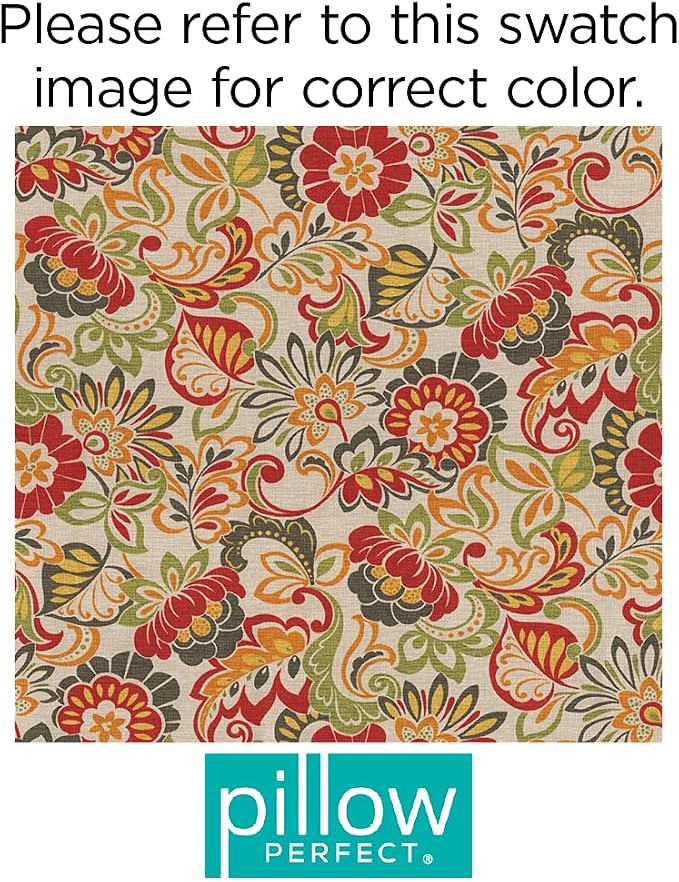 Pillow Perfect Bright Floral Indoor/Outdoor Throw Pillows, 1 Count, Floor - 25" x 25", Green/Red Zoe
