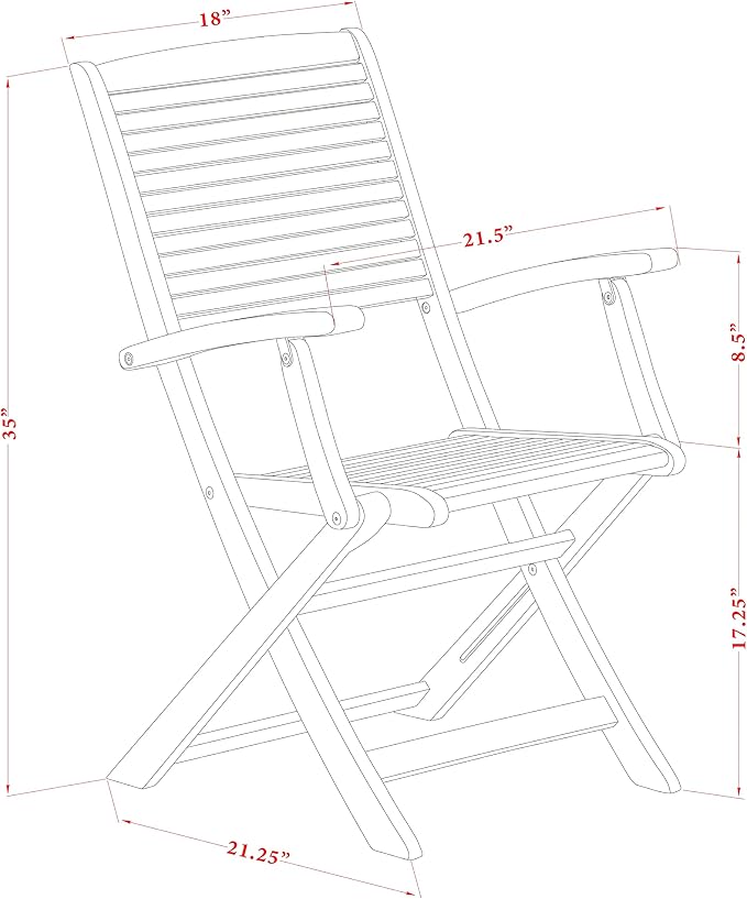 East West Furniture AEHD5CANA 5 Piece Patio Dining Set Consist of a Rectangle Outdoor Acacia Wood Dining Table and 4 Folding Arm Chairs, 36x60 Inch, Natural Oil