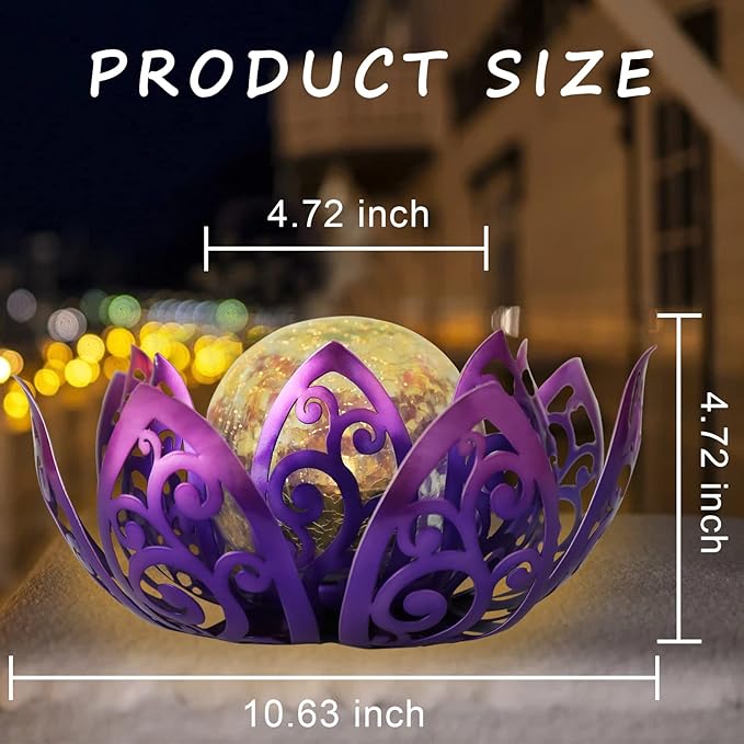 Afirst Solar Lights Outdoor, Lotus Lamp Metal Glass Crackle Solar Lantern Valentine's Day Gift Decorative Waterproof Landscape Path Light for Patio,Lawn,Walkway,Tabletop,Pathway Garden Decor