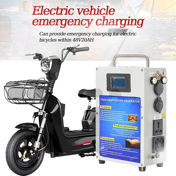 Generator Hand Crank and Power is 50W (Maximum),for Household and Outdoor Emergency,with Hand Shank and Charger,Outdoor Generato 81AH/500W