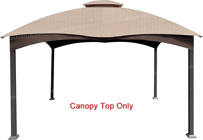 APEX GARDEN Replacement Canopy Top for the Lowe's Gazebo Model #GF-12S004B-1 / GF-12S004BTO (Beige Ripstop Fabric)