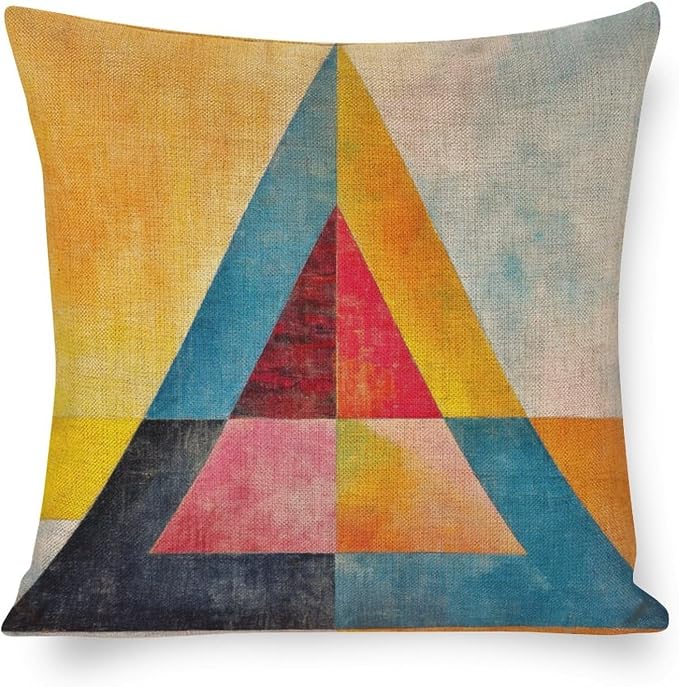 Porch Pillows Colorful Fun Aesthetic Mid Century Modern Gomestry Cushion Covers 16"x16" Vintage Abstract Decorations Pillow Covers Pillow Case Farmhouse Rustic Cushion Case for Sofa Couch
