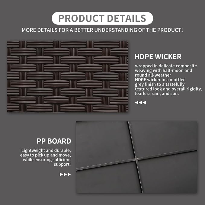 Rattaner Wicker Outdoor Storage Box 140 Gallon Patio Storage Bin with Waterproof Lining Bag Large Deck Box and Cushion Storage Bin Outdoor, Brown Wicker